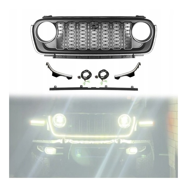 Grill z oświetleniem LED Jeep Wrangler JL/JLU i Gladiator JT — bez kamery