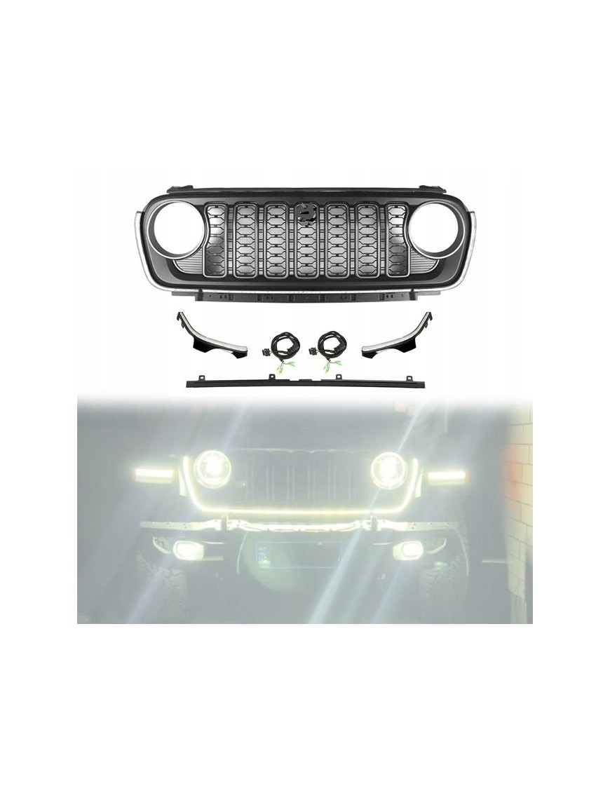 Grill z oświetleniem LED Jeep Wrangler JL/JLU i Gladiator JT — z kamerą