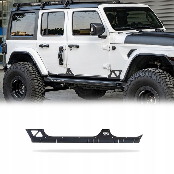 Nakładki progów FURY Jeep Wrangler JLU 4D — komplet aluminiowy