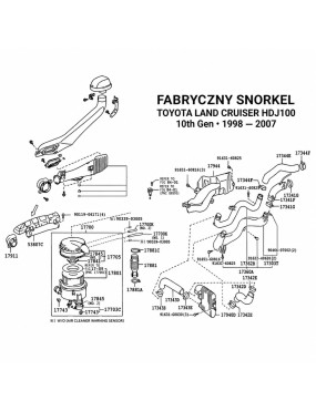 Snorkel Snakeman 4WD, prawa strona — Toyota Land Cruiser HDJ100/HDJ101, Toyota Land Cruiser HZJ105 (SNS100B)
