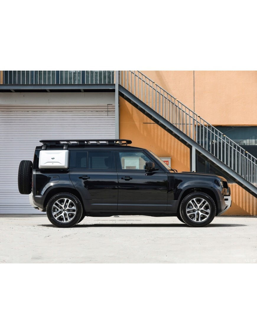 Kufer boczny — schowek na szybę boczną Land Rover Defender, srebrny mat satynowy