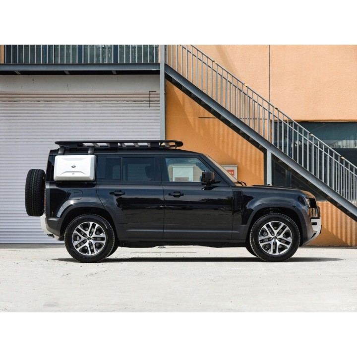 Kufer boczny — schowek na szybę boczną Land Rover Defender, srebrny mat satynowy - ujęcie 3