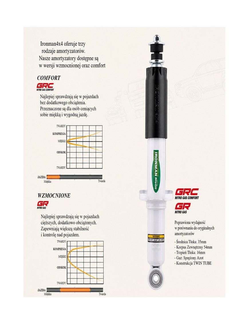 Amortyzator przedni Ironman 4x4 Nitro Gas, lift 2" — Nissan Navara D40, Nissan Navara D23/NP300, Nissan Pathfinder - ujęcie 3 Amortyzator przedni Ironman 4x4 Nitro Gas, lift 2" — Nissan Navara D40, Nissan Navara D23/NP300, Nissan Pathfinder - ujęcie 3