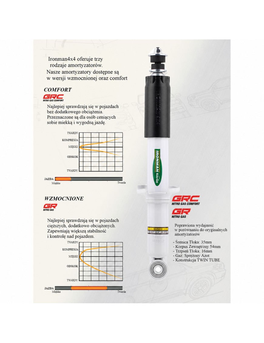 Amortyzator przedni Ironman 4x4 Nitro Gas, lift 2" — Nissan Navara D40, Nissan Navara D23/NP300, Nissan Pathfinder - ujęcie 6 Amortyzator przedni Ironman 4x4 Nitro Gas, lift 2" — Nissan Navara D40, Nissan Navara D23/NP300, Nissan Pathfinder - ujęcie 6