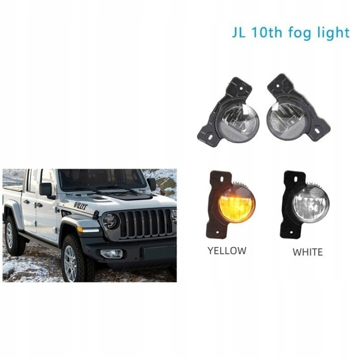Halogeny LED do zderzaka USA Jeep Wrangler JL/JK, światło żółte