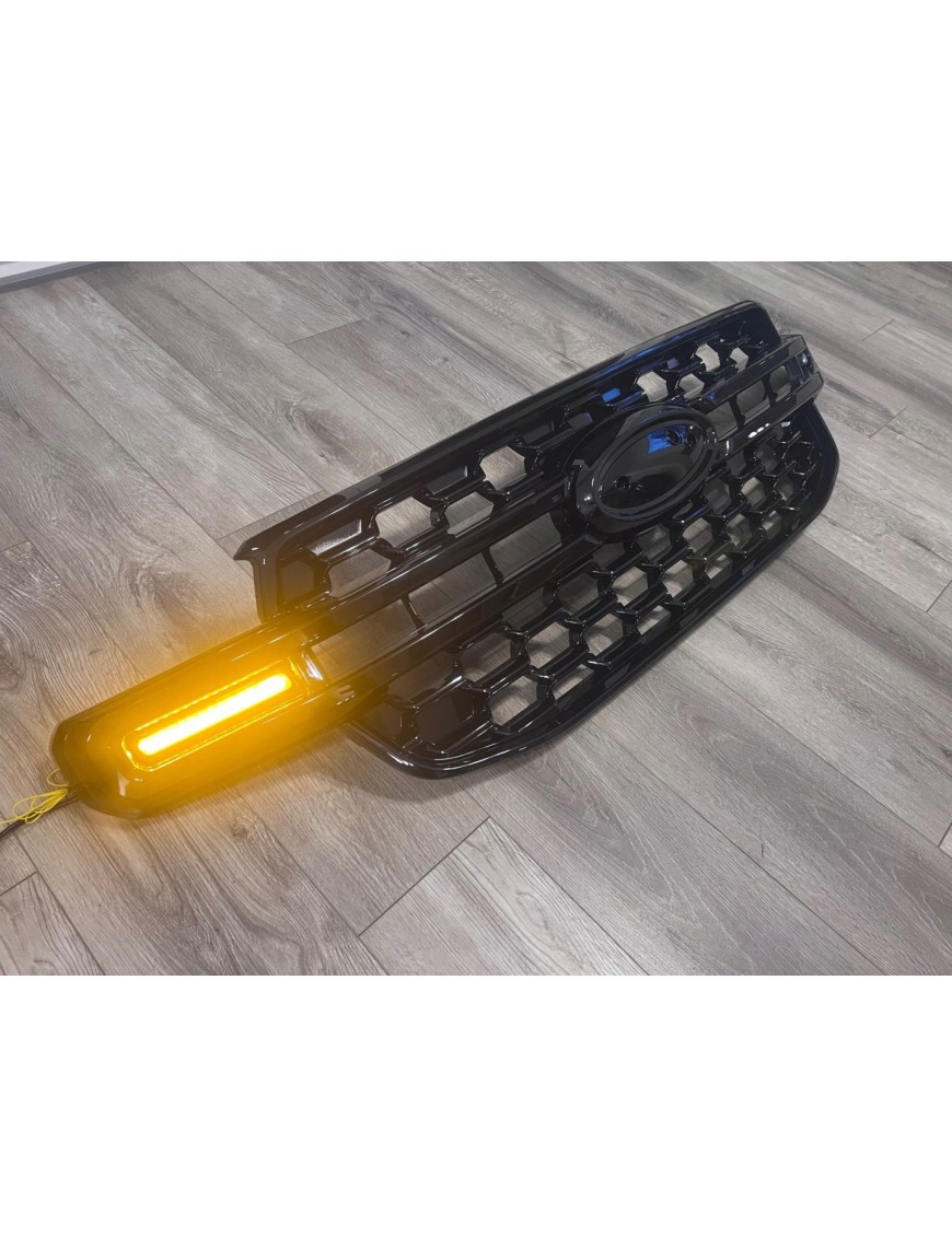 Grill z DRL Ford Ranger T9 2022+ — ABS, czarny połysk, światła dzienne z kierunkowskazem