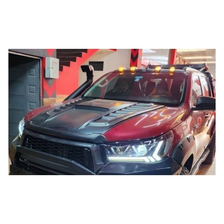 Nakładka maski Toyota Hilux 2021+ — ABS z dodatkiem UV, czarny mat, na taśmę