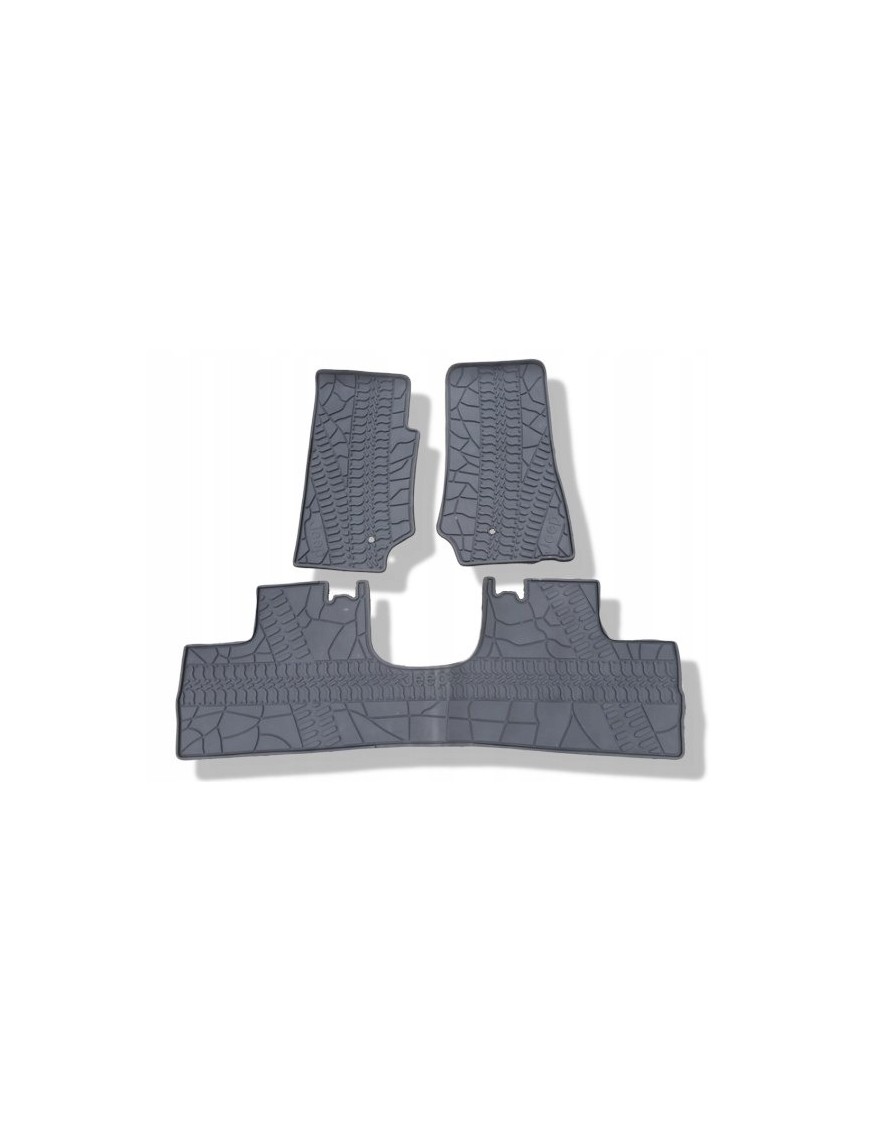 Dywaniki gumowe TopFire Jeep Wrangler JKU 4-drzwiowy 2007-2011 — komplet 3 szt.