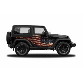 Panele ochronne Jeep Wrangler JK 2D — wzór 1flagUSA, montaż na stałe - ujęcie 2