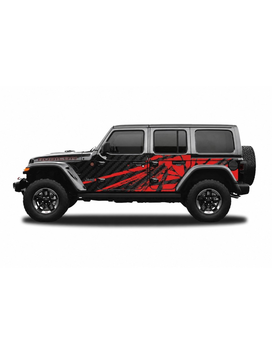 Panele ochronne Jeep Wrangler JLU 4D — wzór 23power, montaż na stałe