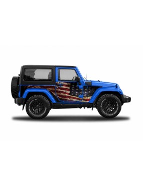 Panele ochronne Jeep Wrangler JK 2D — wzór 1flagUSA, montaż na stałe