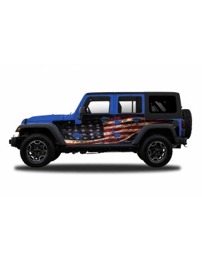 Panele ochronne Jeep Wrangler JLU 4D — wzór 1flagUSA, montaż na stałe