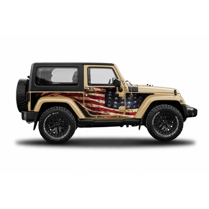 Panele ochronne Jeep Wrangler JK 2D — wzór 1flagUSA, montaż na stałe - ujęcie 4