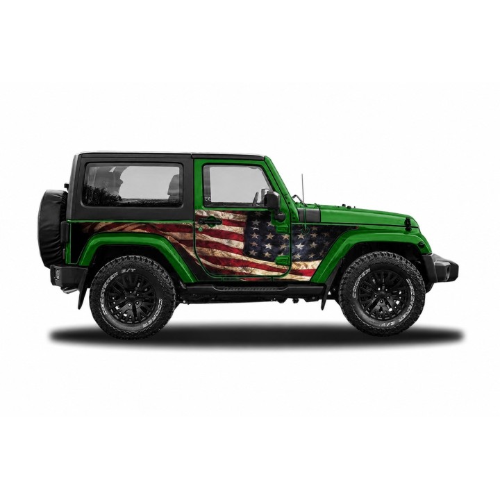 Panele ochronne Jeep Wrangler JK 2D — wzór 1flagUSA, montaż na stałe - ujęcie 5