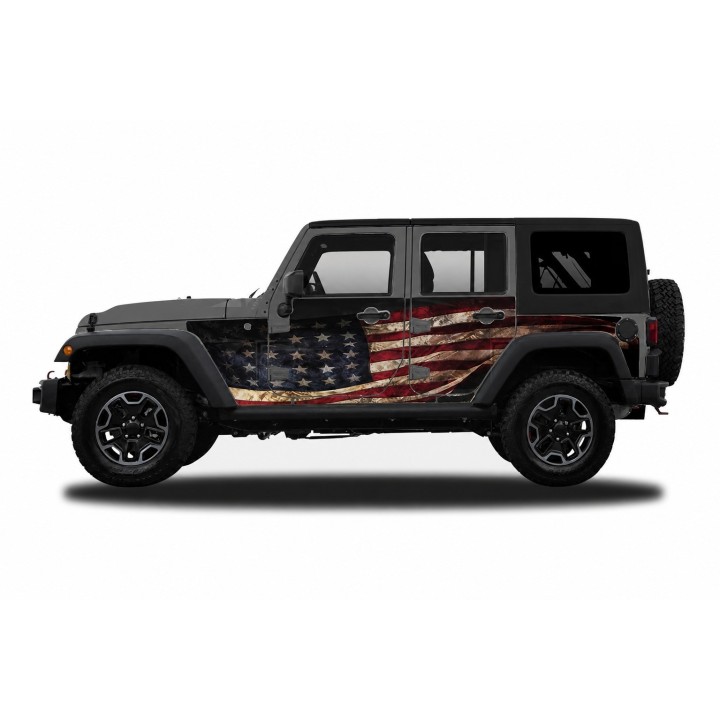 Panele ochronne Jeep Wrangler JLU 4D — wzór 1flagUSA, montaż na stałe - ujęcie 5