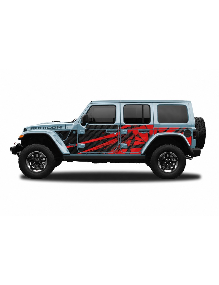 Panele ochronne Jeep Wrangler JLU 4D — wzór 23power, montaż na stałe
