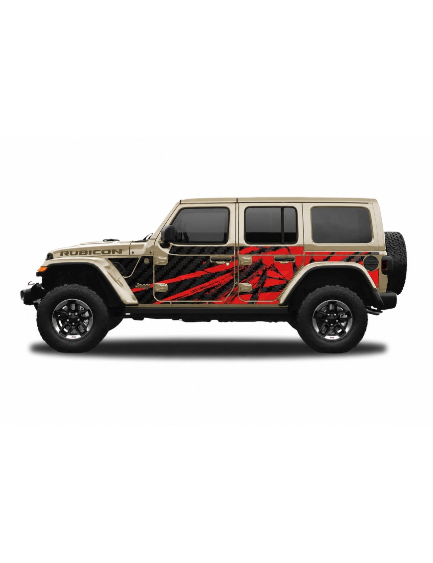 Panele ochronne Jeep Wrangler JLU 4D — wzór 23power, montaż na stałe