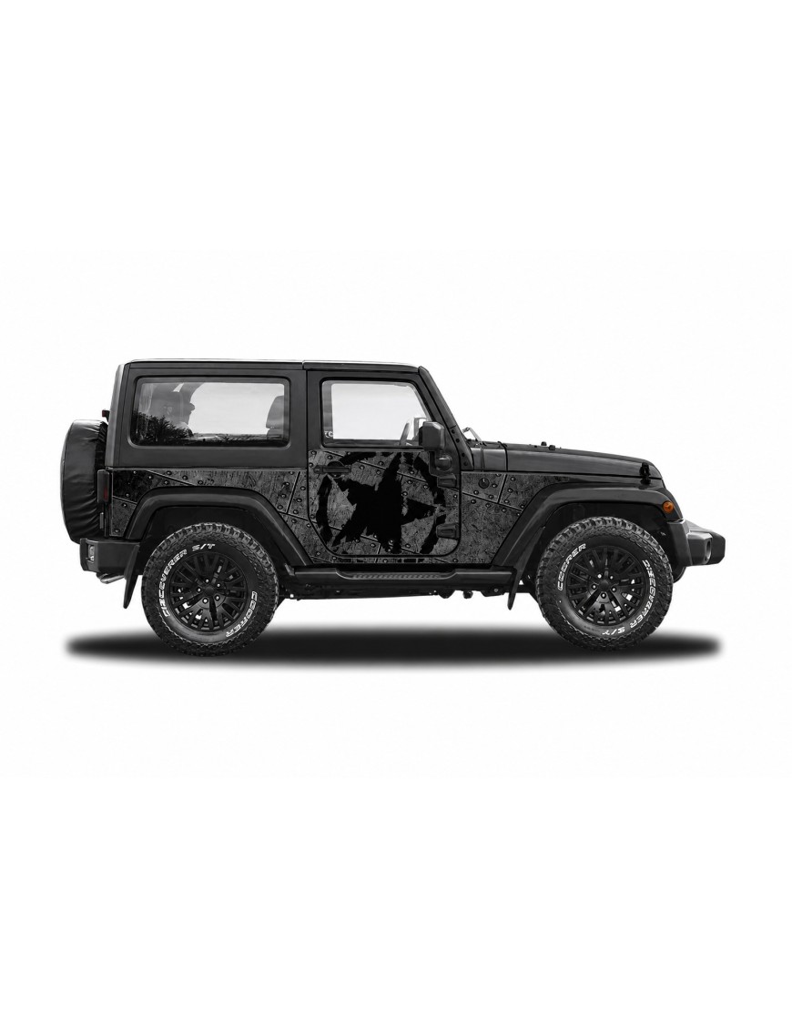 Panele ochronne Jeep Wrangler JK 2D — wzór 29star, montaż na stałe