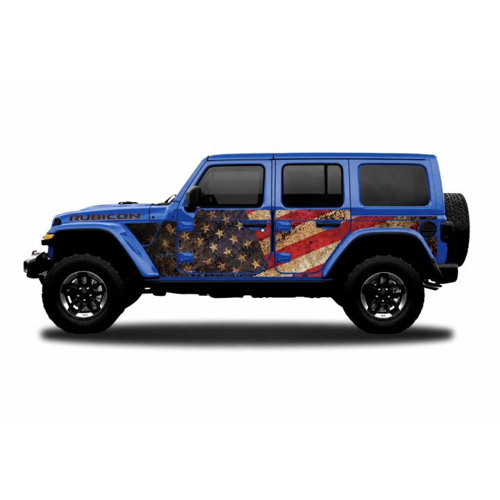 Panele ochronne Jeep Wrangler JLU 4D — wzór 2flagUSA, montaż na stałe - ujęcie 3