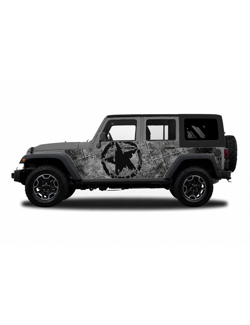 Panele ochronne Jeep Wrangler JKU 4D — wzór 29star, montaż na stałe
