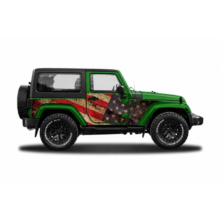 Panele ochronne Jeep Wrangler JK 2D — wzór 2flagUSA, montaż na stałe - ujęcie 5