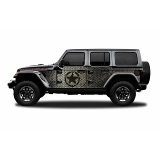 Panele ochronne Jeep Wrangler JLU 4D — wzór 30star, montaż na stałe - ujęcie 2