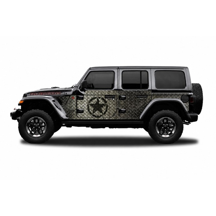 Panele ochronne Jeep Wrangler JLU 4D — wzór 30star, montaż na stałe - ujęcie 2
