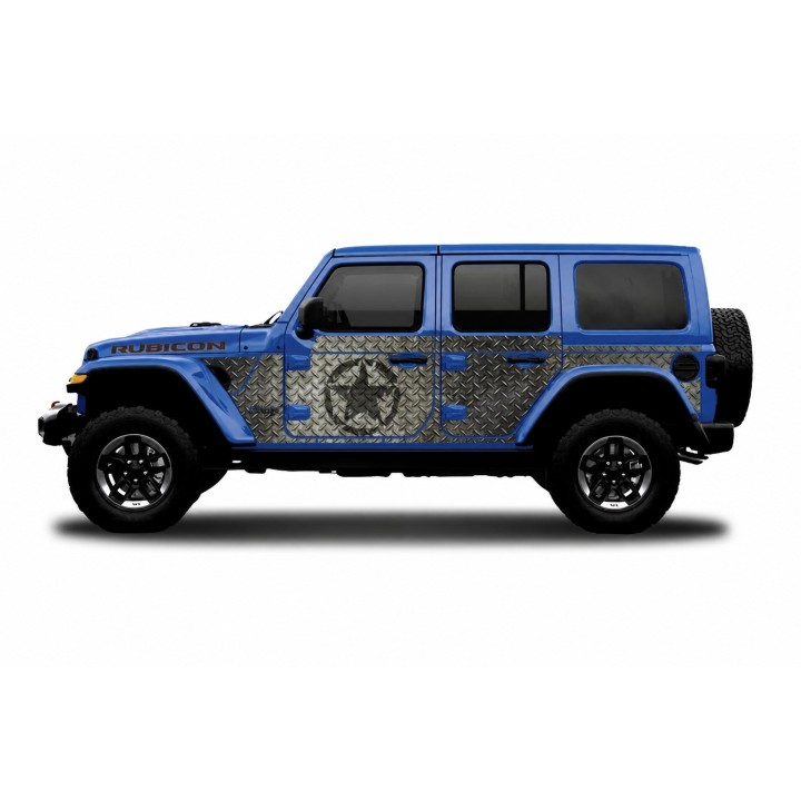 Panele ochronne Jeep Wrangler JLU 4D — wzór 30star, montaż na stałe - ujęcie 3