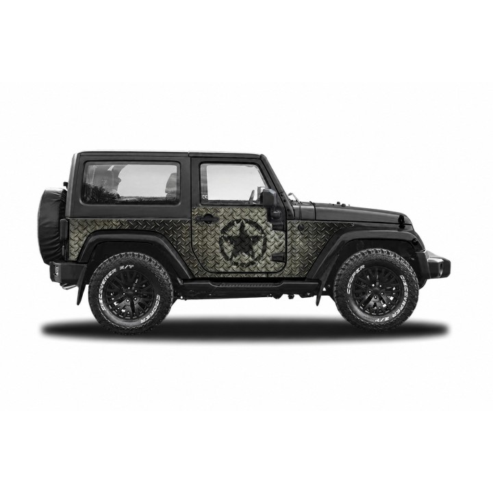 Panele ochronne Jeep Wrangler JK 2D — wzór 30star, montaż na stałe - ujęcie 2