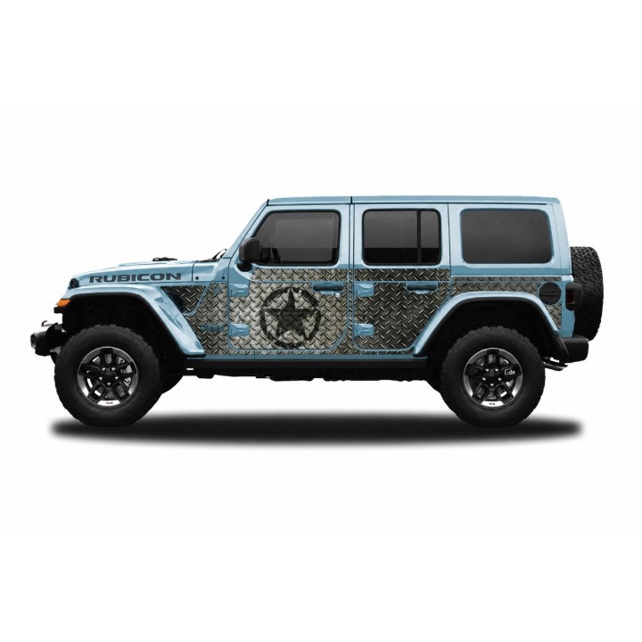 Panele ochronne Jeep Wrangler JLU 4D — wzór 30star, montaż na stałe - ujęcie 4
