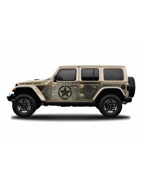 Panele ochronne Jeep Wrangler JLU 4D — wzór 30star, montaż na stałe