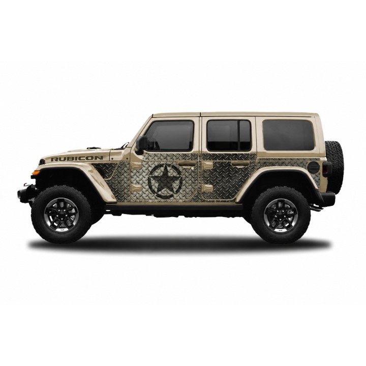 Panele ochronne Jeep Wrangler JLU 4D — wzór 30star, montaż na stałe - ujęcie 5