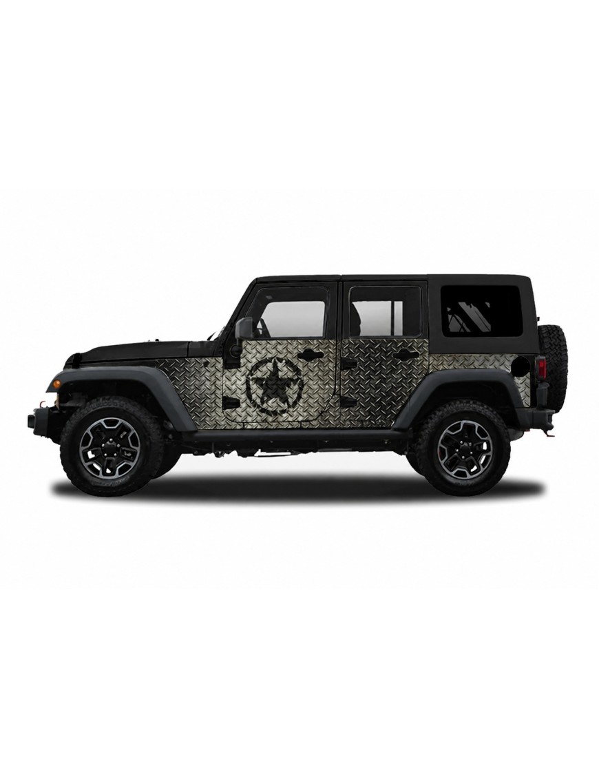 Panele ochronne Jeep Wrangler JKU 4D — wzór 30star, montaż na stałe