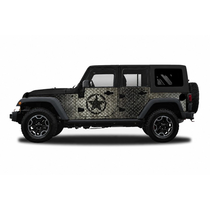Panele ochronne Jeep Wrangler JKU 4D — wzór 30star, montaż na stałe - ujęcie 2