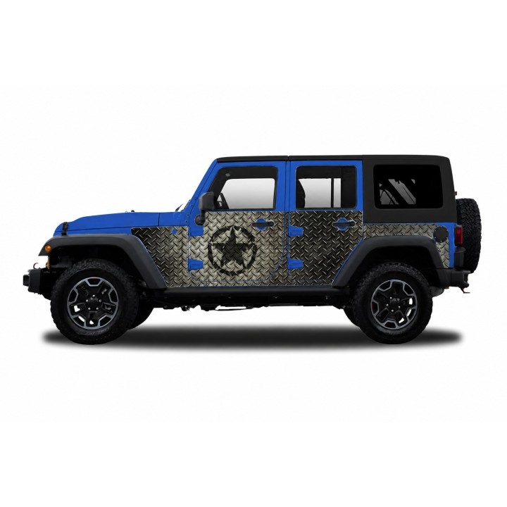 Panele ochronne Jeep Wrangler JKU 4D — wzór 30star, montaż na stałe - ujęcie 3