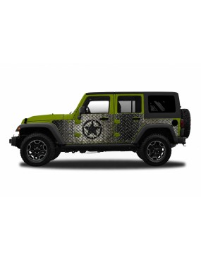 Panele ochronne Jeep Wrangler JKU 4D — wzór 30star, montaż na stałe