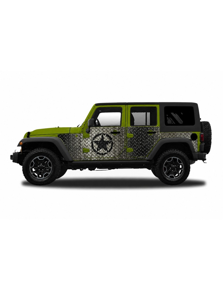 Panele ochronne Jeep Wrangler JKU 4D — wzór 30star, montaż na stałe
