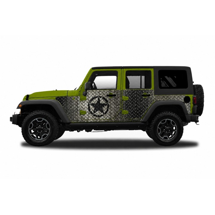 Panele ochronne Jeep Wrangler JKU 4D — wzór 30star, montaż na stałe - ujęcie 4