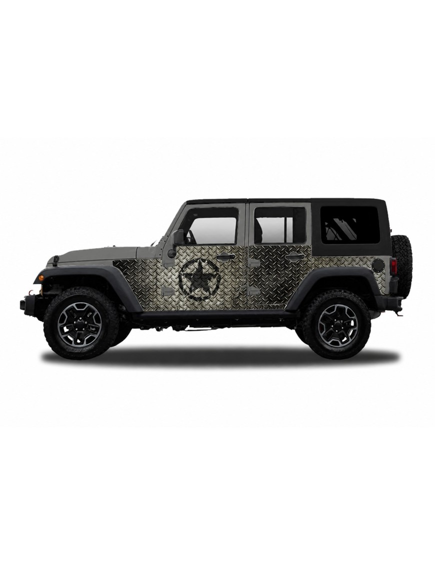 Panele ochronne Jeep Wrangler JKU 4D — wzór 30star, montaż na stałe