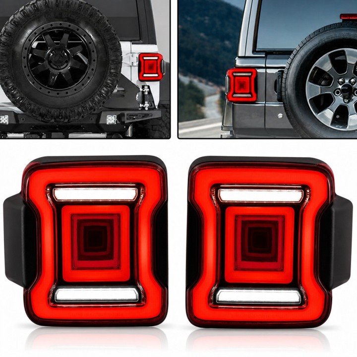 Lampy tylne LED TopFire Jeep Wrangler JK/JKU 2007-2017 — komplet