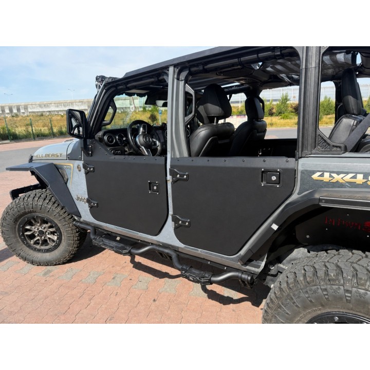 Drzwi aluminiowe Jeep Wrangler JLU 2018-2025 / Gladiator JT 2019-2025 — komplet 4 szt.