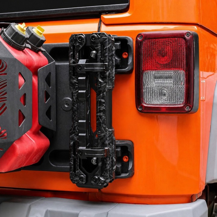 Uchwyt anteny i flagi na zawiesie koła Jeep Wrangler JK / JL — aluminiowy, czarny - ujęcie 2