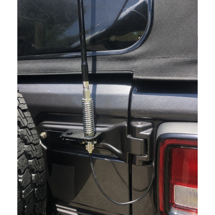 Mocowanie anteny CB Jeep Wrangler JL / JLU 2018+ — stalowy uchwyt na zawias koła