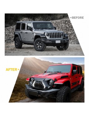 Grill Jeep Wrangler JL / Gladiator JT 2018-2025 z DRL i kierunkowskazem