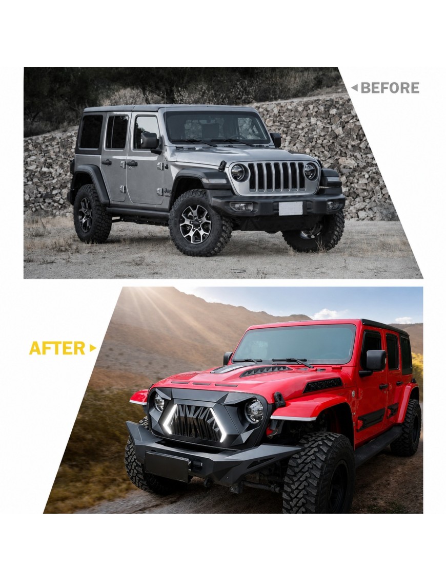 Grill Jeep Wrangler JL / Gladiator JT 2018-2025 z DRL i kierunkowskazem