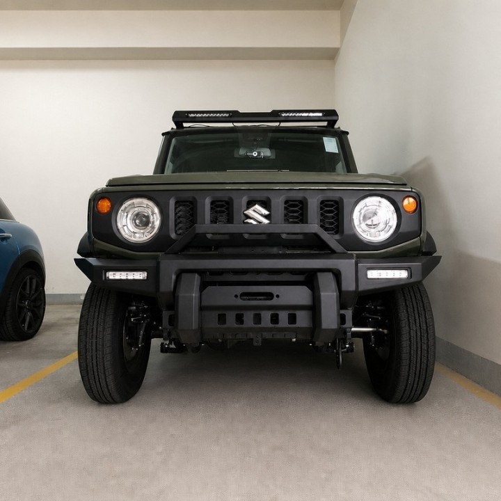 Stalowy zderzak przedni WRAZ z płytą montażową wyciągarki Snakeman 4WD — Suzuki Jimny (SNBF16) - ujęcie 2