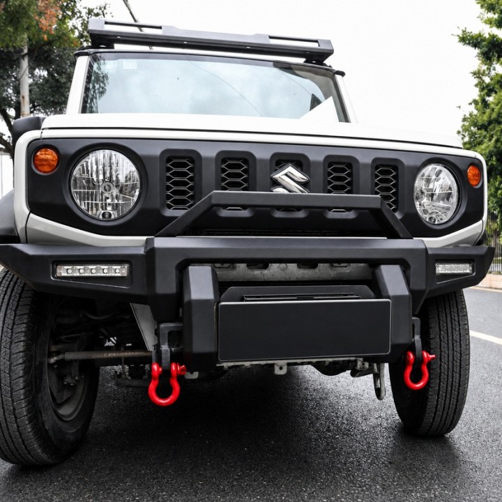 Stalowy zderzak przedni WRAZ z płytą montażową wyciągarki Snakeman 4WD — Suzuki Jimny (SNBF16) - ujęcie 9