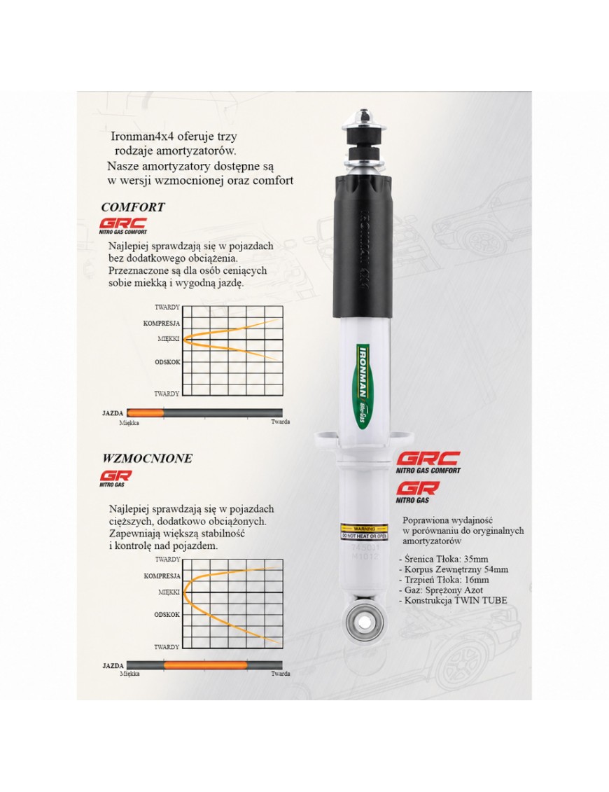 Amortyzator przedni Ironman 4x4 Nitro Gas, lift 2" — Isuzu D-Max, Mazda BT50, Isuzu MU-X (12845GR)