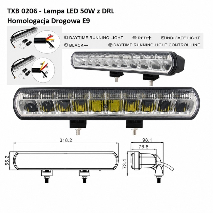 Lampa drogowa LED 50 W ze światłem postojowym TXB 0206 SP - ujęcie 3
