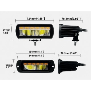 Lampa robocza LED 17 W z funkcją ostrzegawczą, homologacja E9, do zabudowy